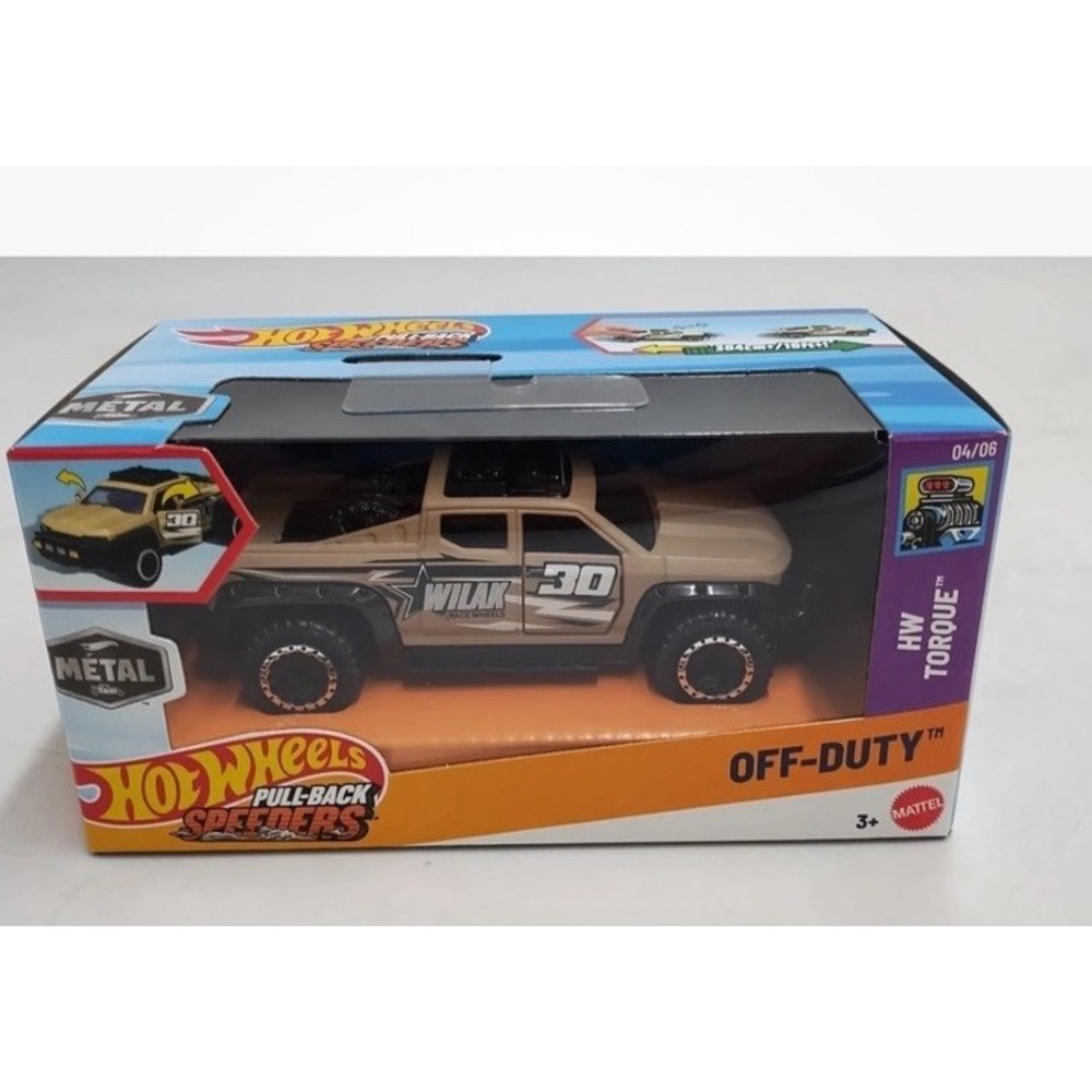 Hot Wheels Pull-Back Speeders Off Duty HW Torque Diecast Metal Car Mattel New